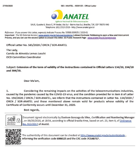 巴西ANATEL認(rèn)證-證書更新簡化流程延長-微測(cè)檢測(cè)